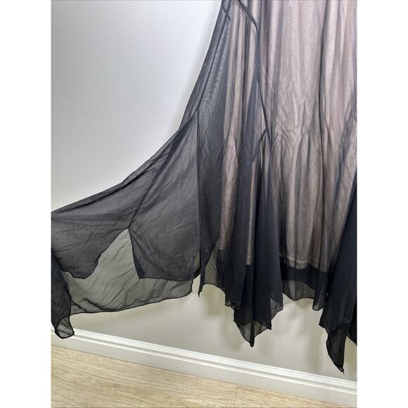 VTG Jodi California Babydoll Midi Dress 7/8 Rouched Black Sheer Whimsigoth Y2K‎ - Picture 3 of 10